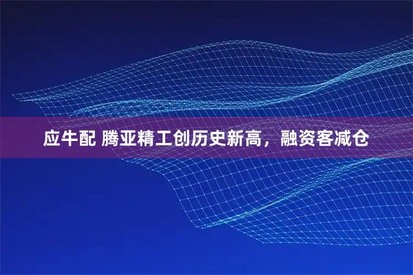 应牛配 腾亚精工创历史新高，融资客减仓
